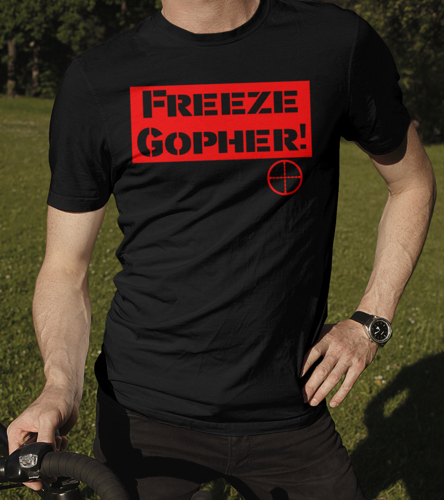 Freeze Gopher Red Stencil With Crosshair Target T-Shirt