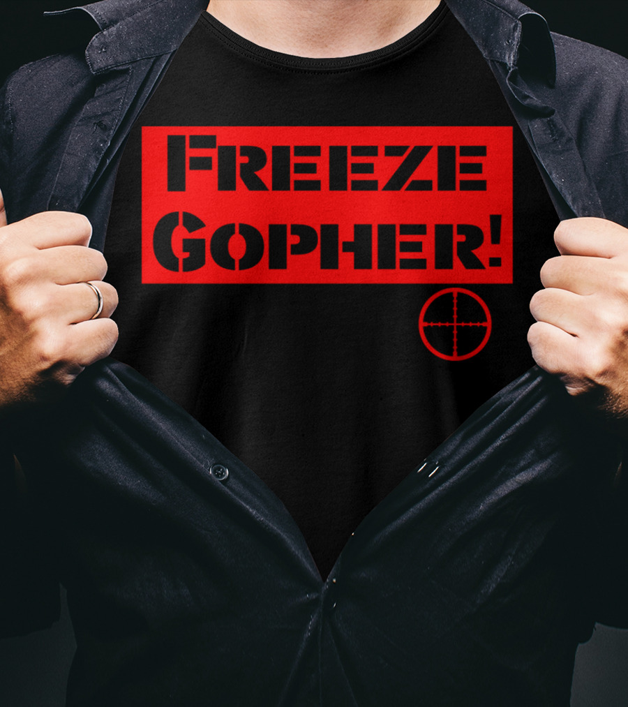 Freeze Gopher Red Stencil With Crosshair Target T-Shirt