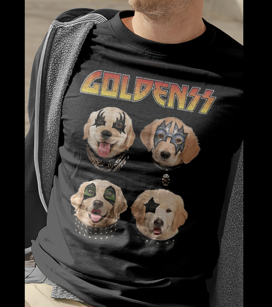 GOLDENSS With Dogs In Iconic Rock Band Makeup Styles T-Shirt