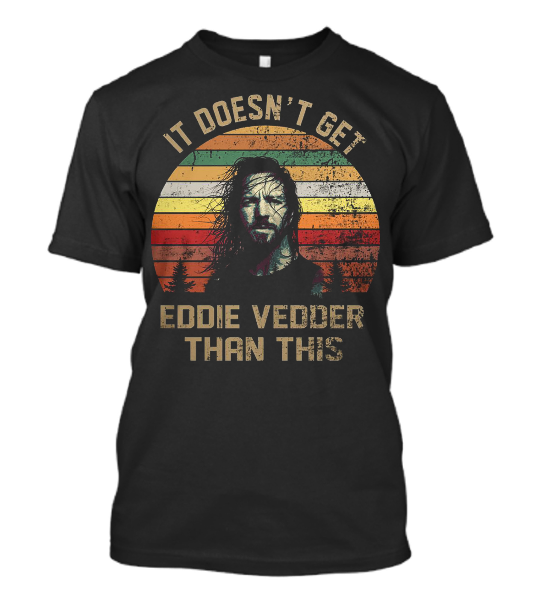 It Doesn't Get Eddie Vedder Than This Vintage Striped Sunset Forest T-Shirt