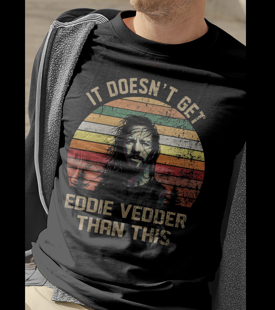 It Doesn't Get Eddie Vedder Than This Vintage Striped Sunset Forest T-Shirt