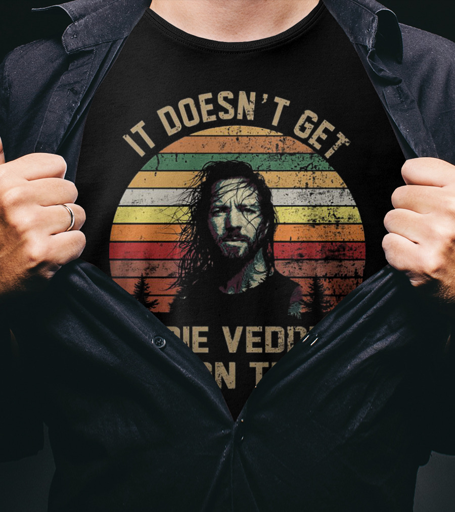 It Doesn't Get Eddie Vedder Than This Vintage Striped Sunset Forest T-Shirt