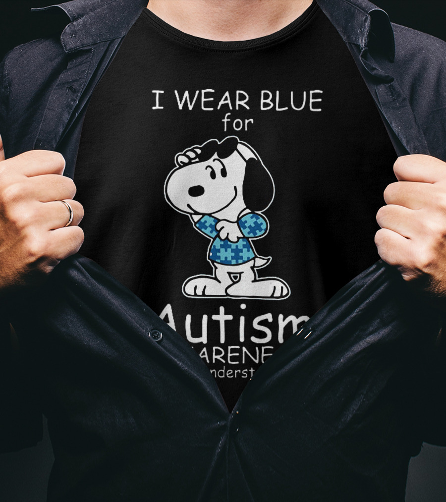 Snoopy I Wear Blue For Autism Awareness Accept Understand Love Peanuts T-Shirt