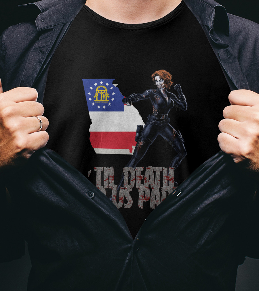 Georgia Flag Black Widow 'Til Death Do Us Part T-Shirt