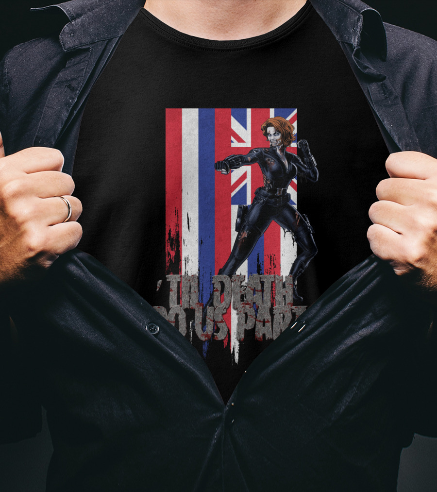 Black Widow Hawaiian Flag 'Til Death Do Us Part T-Shirt