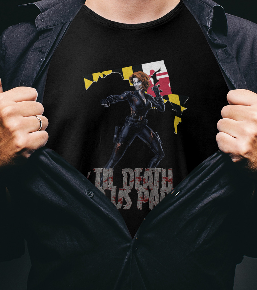 Til Death Do Us Part Black Widow Maryland Map T-Shirt