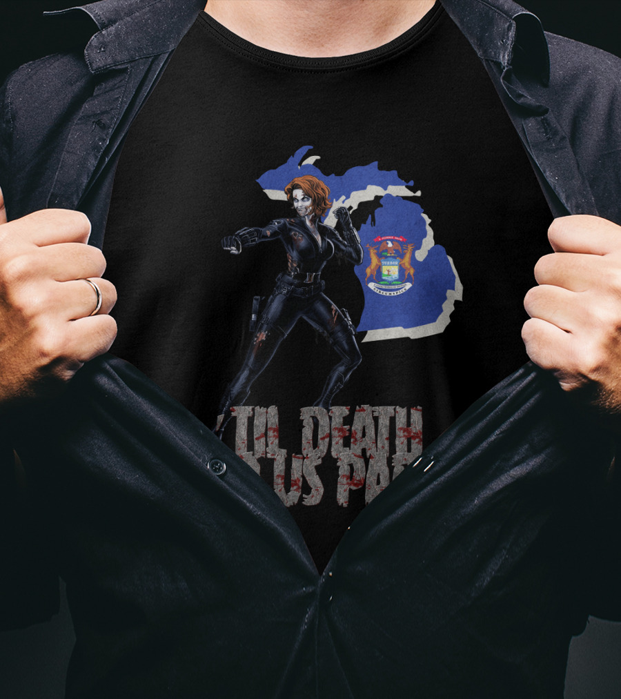 Til Death Do Us Part Black Widow Michigan State T-Shirt