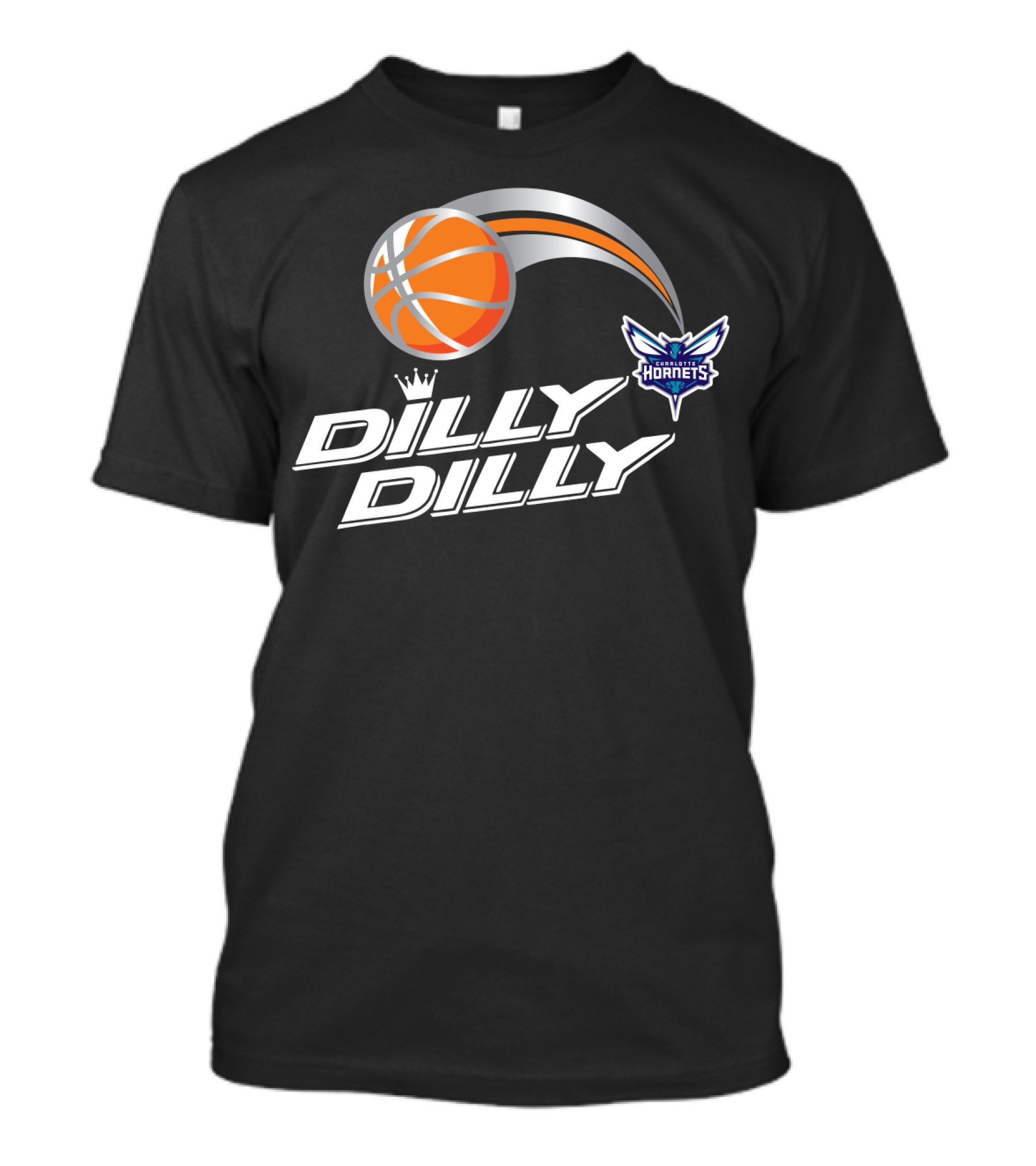 Charlotte Hornets Dilly Dilly Basketball Logo With Orange Ball And Crown T-Shirt