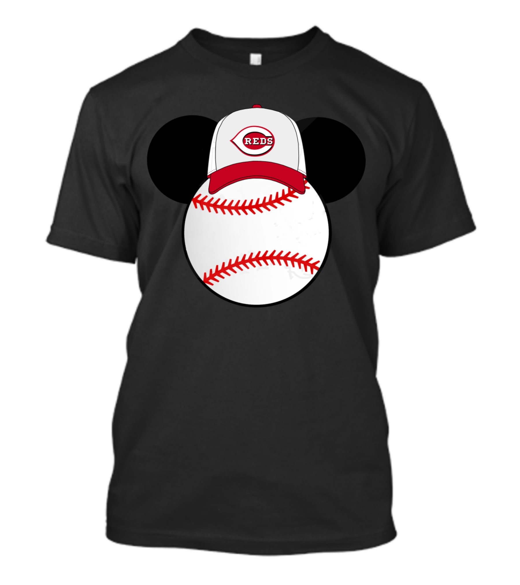 Cincinnati Reds Baseball With Mickey Mouse Ear T-Shirt