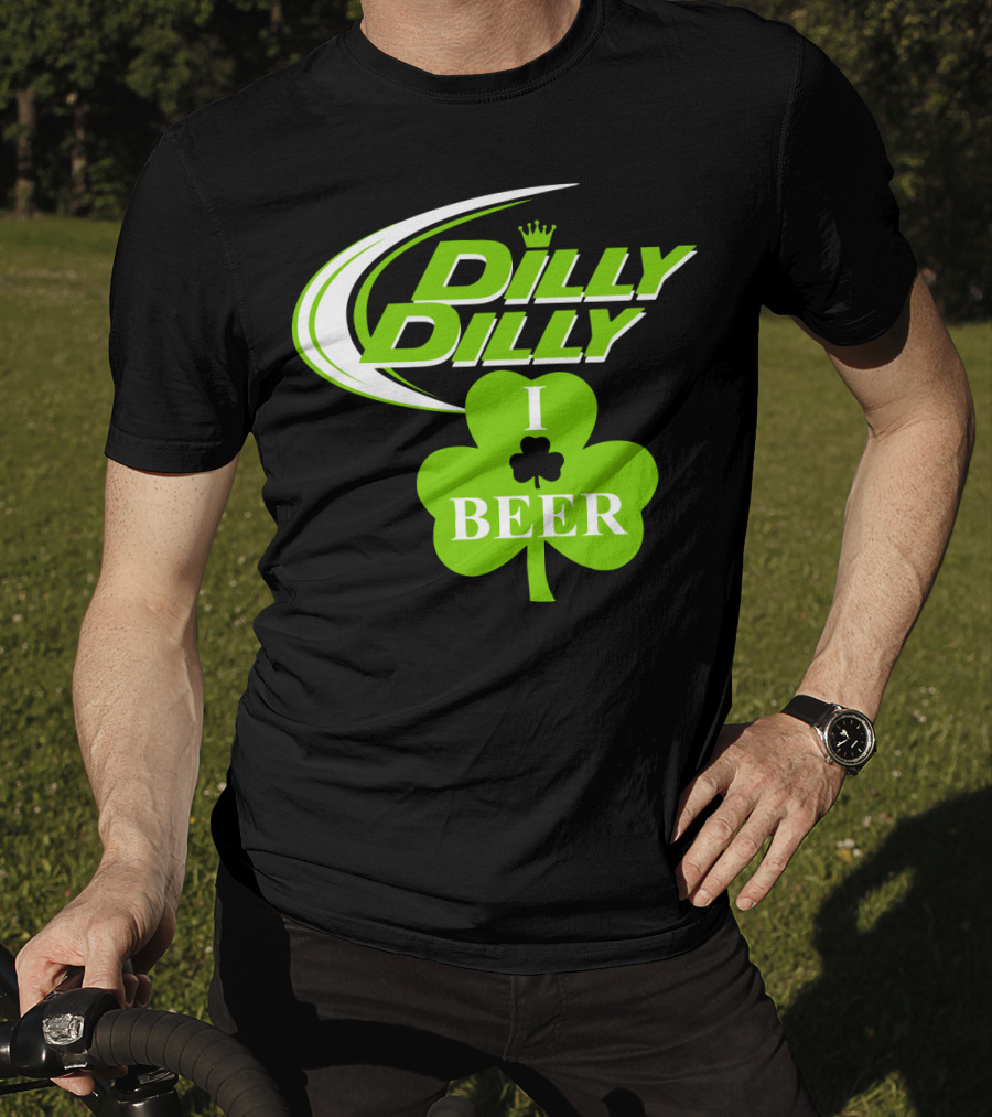 Dilly Dilly I Shamrock Beer Green Clover With Crown T-Shirt