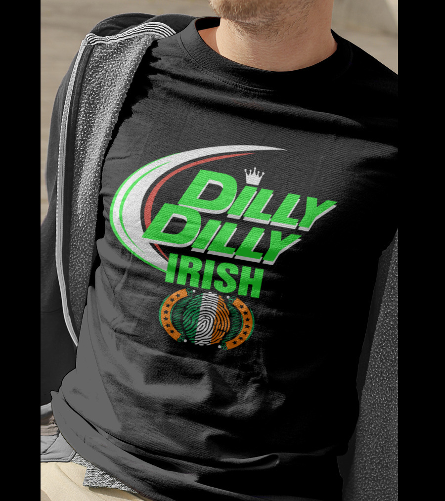 Dilly Dilly Irish St Patrick's Day With Irish Flag And Crown Motif T-Shirt