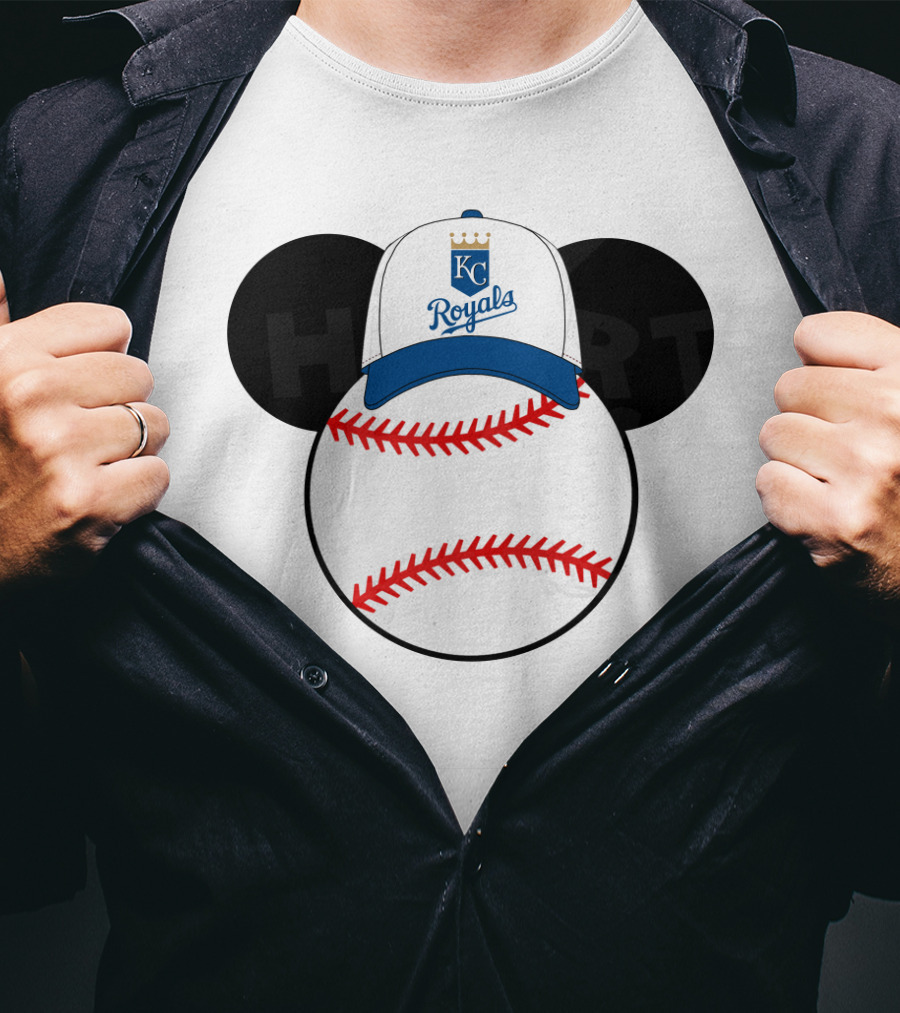 Kansas City Royals Baseball Cap Mickey Ears Heart T-Shirt
