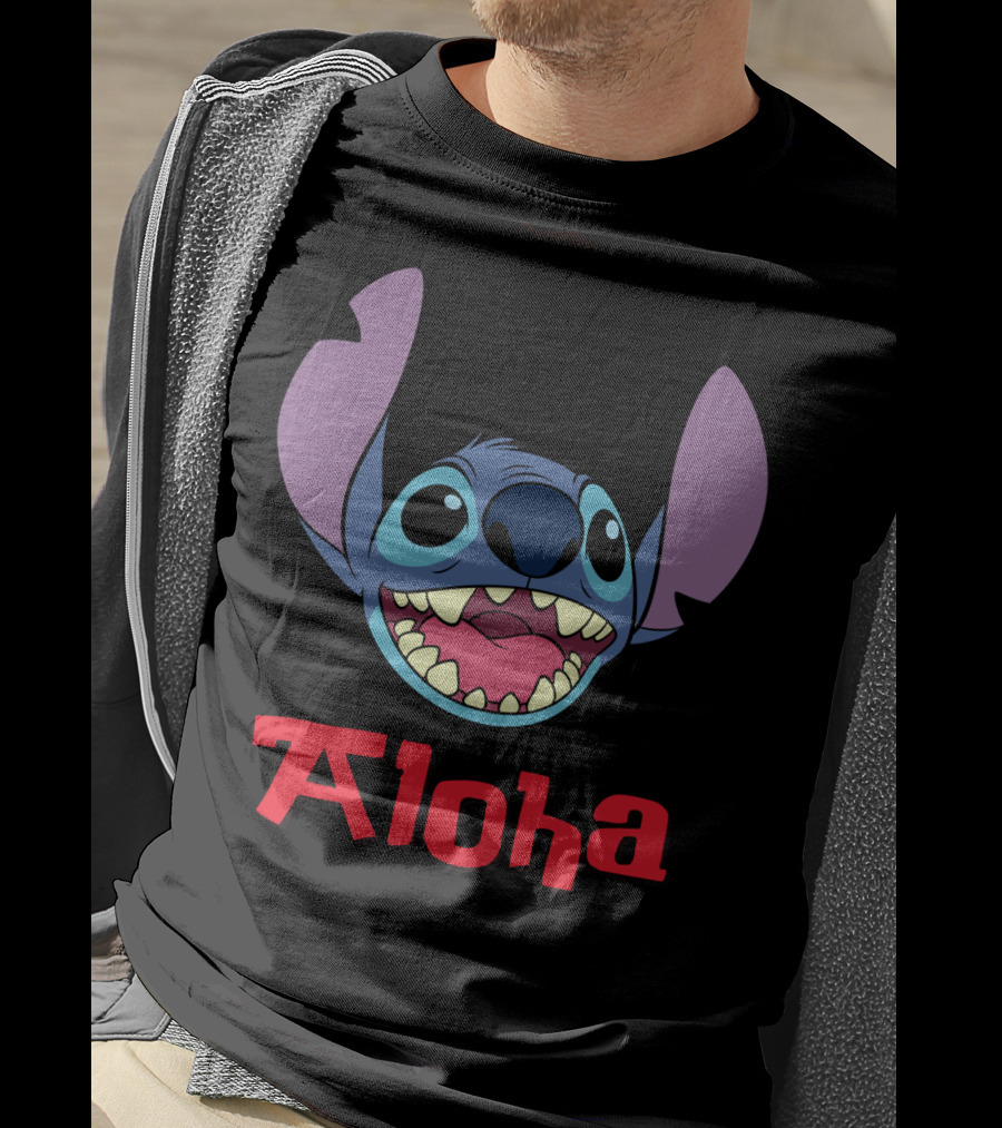 Lilo And Stitch Aloha Stitch Iconic Blue Character Smile T-Shirt