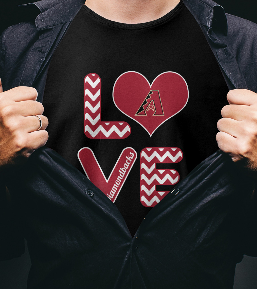 Love Diamondbacks Chevron Heart Arizona Baseball Fans T-Shirt