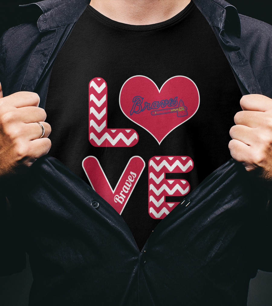 Love Braves Fans Heart Chevron Baseball T-Shirt