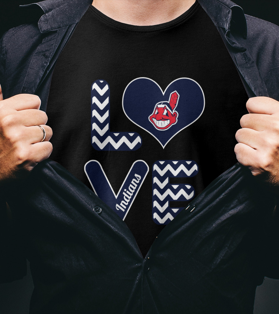Love Heart Chevron Indians Fan Baseball Cleveland T-Shirt