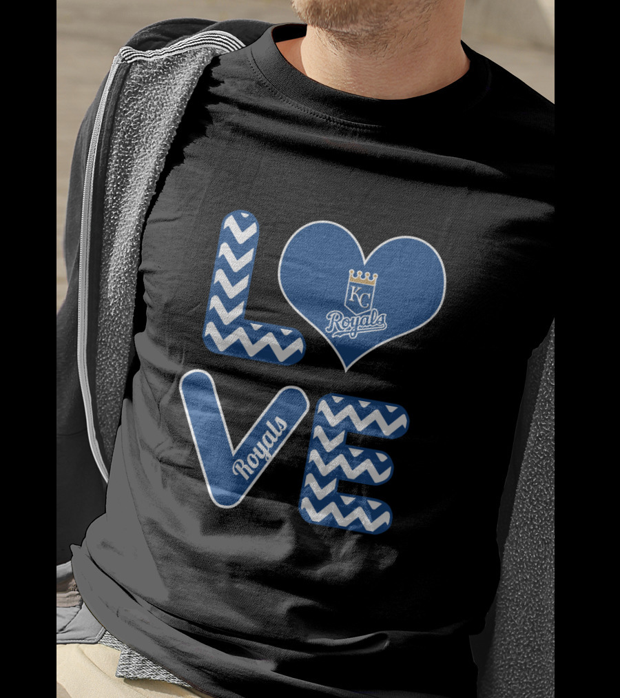 Kansas City Royals Love Heart Chevron Fans Baseball T-Shirt