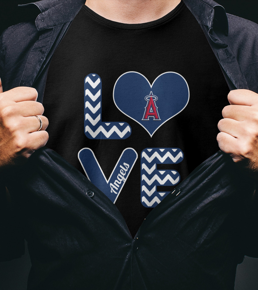 Love Angels Heart Chevron Design For Los Angeles Baseball Fans T-Shirt