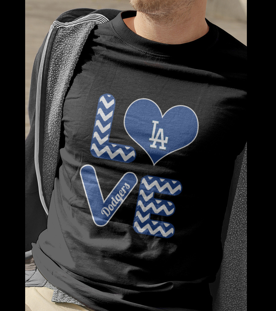 Los Angeles Dodgers Heart Love Pattern Fans Baseball T-Shirt
