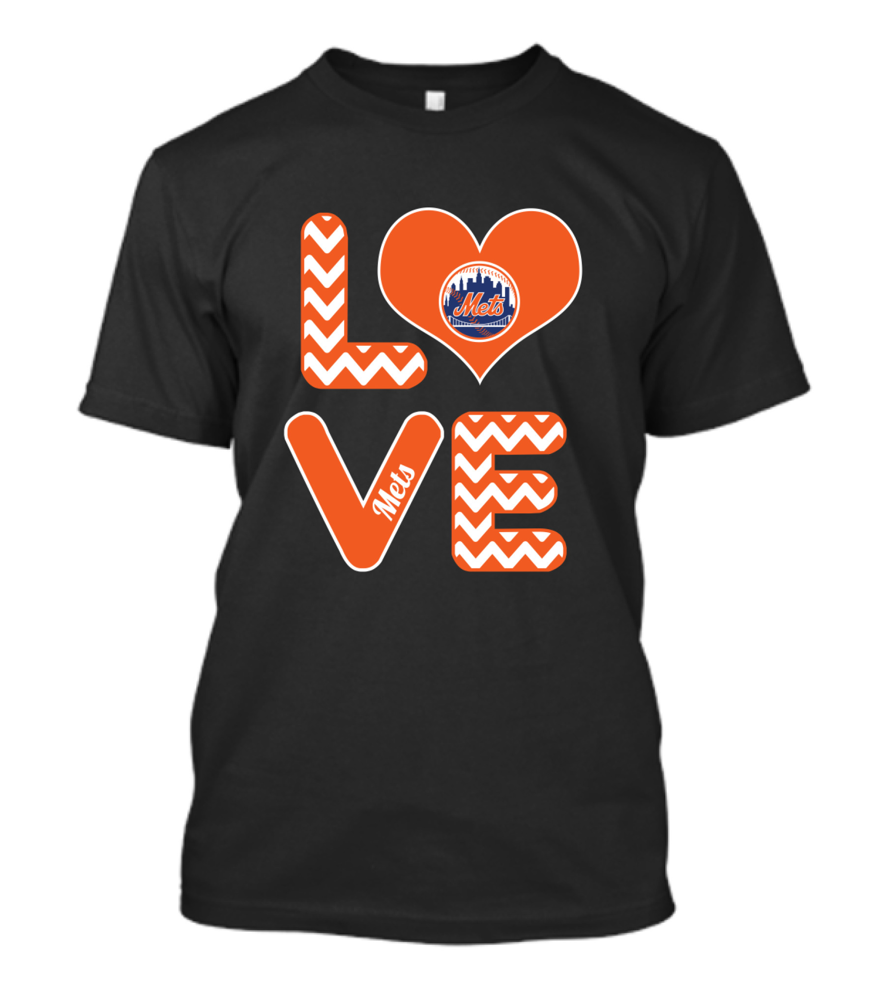 Love New York Mets Chevron Heart Logo Fans Baseball T-Shirt