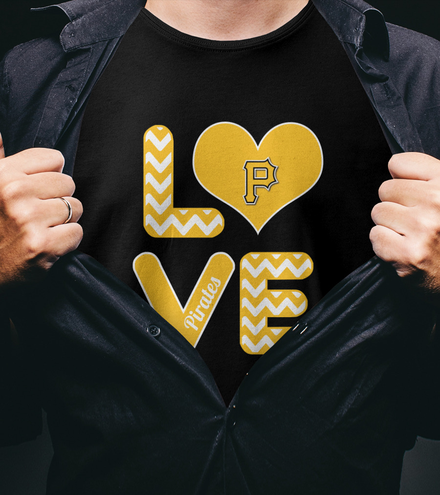 Love Pittsburgh Pirates Heart Design For Fans Baseball T-Shirt
