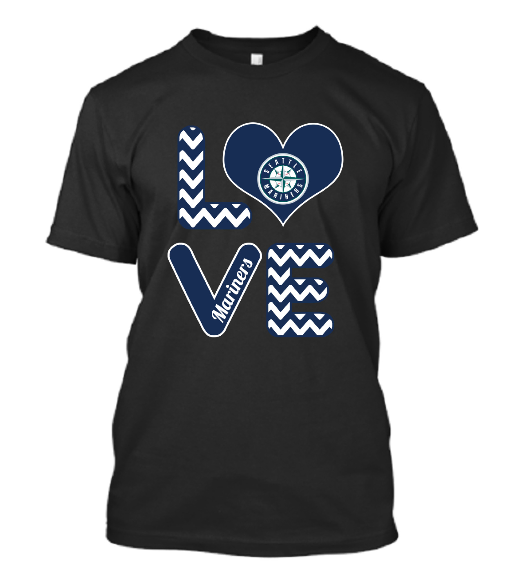 Love Seattle Mariners Fans Baseball Chevron Heart Mariners T-Shirt