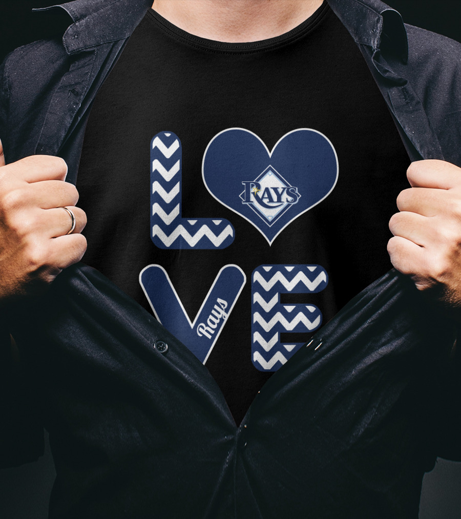 Love Tampa Rays Fans Heart Baseball Chevron T-Shirt