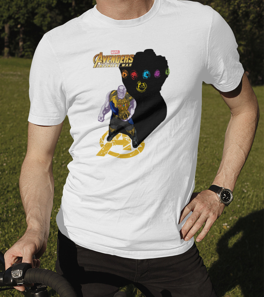 Avengers Infinity War Thanos With Gauntlet And Infinity Stones Shadow Marvel T-Shirt