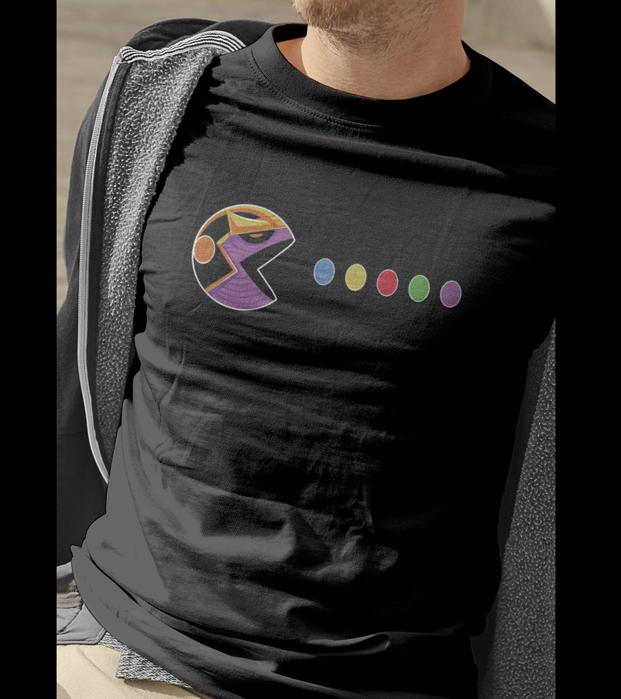 Thanos Pac Man Infinity War Style Mash Up With Iconic Gemstone Colors T-Shirt