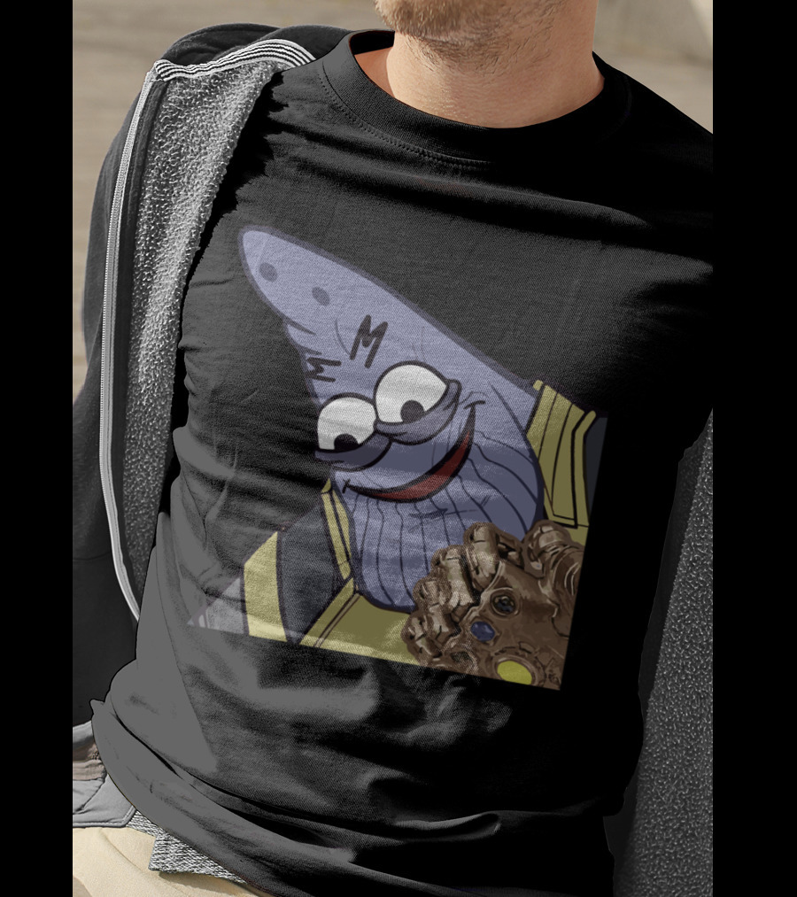 Thanos Mashup With Cartoon Character Holding Infinity Gauntlet T-Shirt