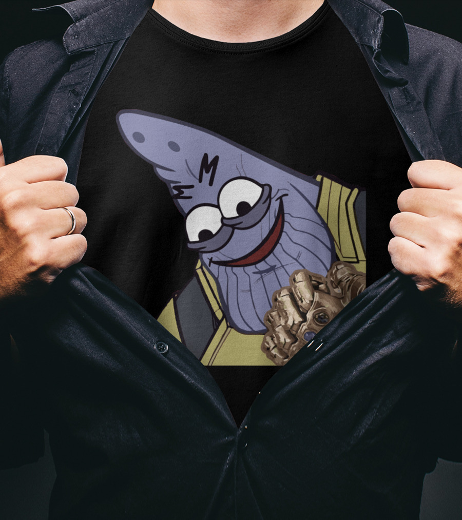 Thanos Mashup With Cartoon Character Holding Infinity Gauntlet T-Shirt