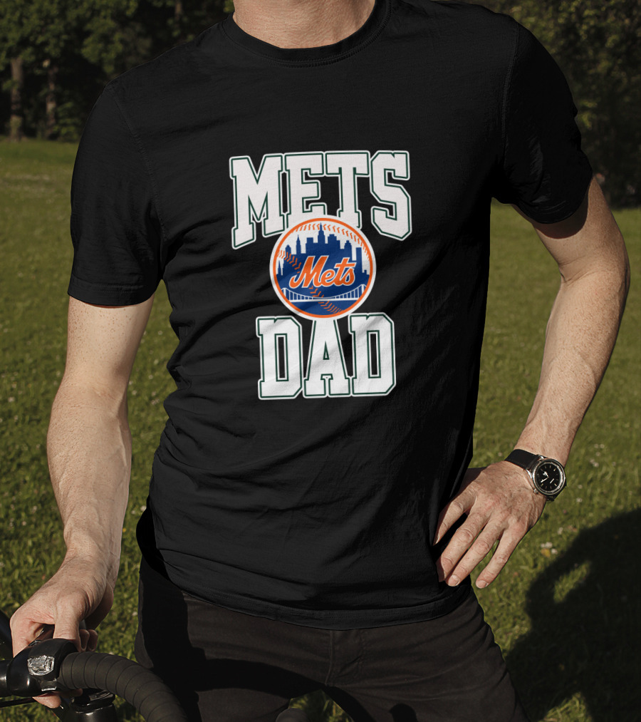 Mets Dad NYC Skyline Baseball Emblem T-Shirt