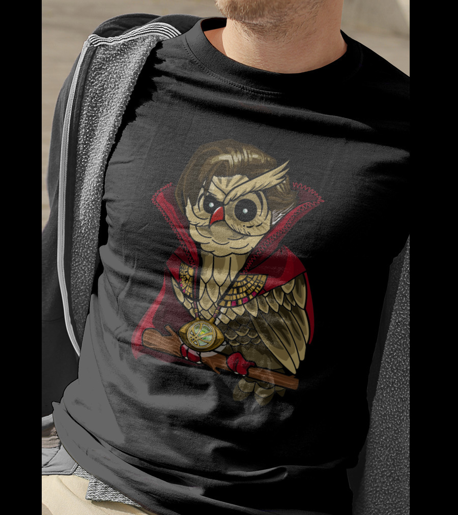 Dr. Strange Owl Parody Cape And Amulet Creative Superhero Fusion T-Shirt