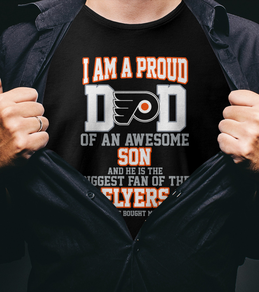 Proud Philadelphia Flyers Dad Of Awesome Son Hockey Fan T-Shirt