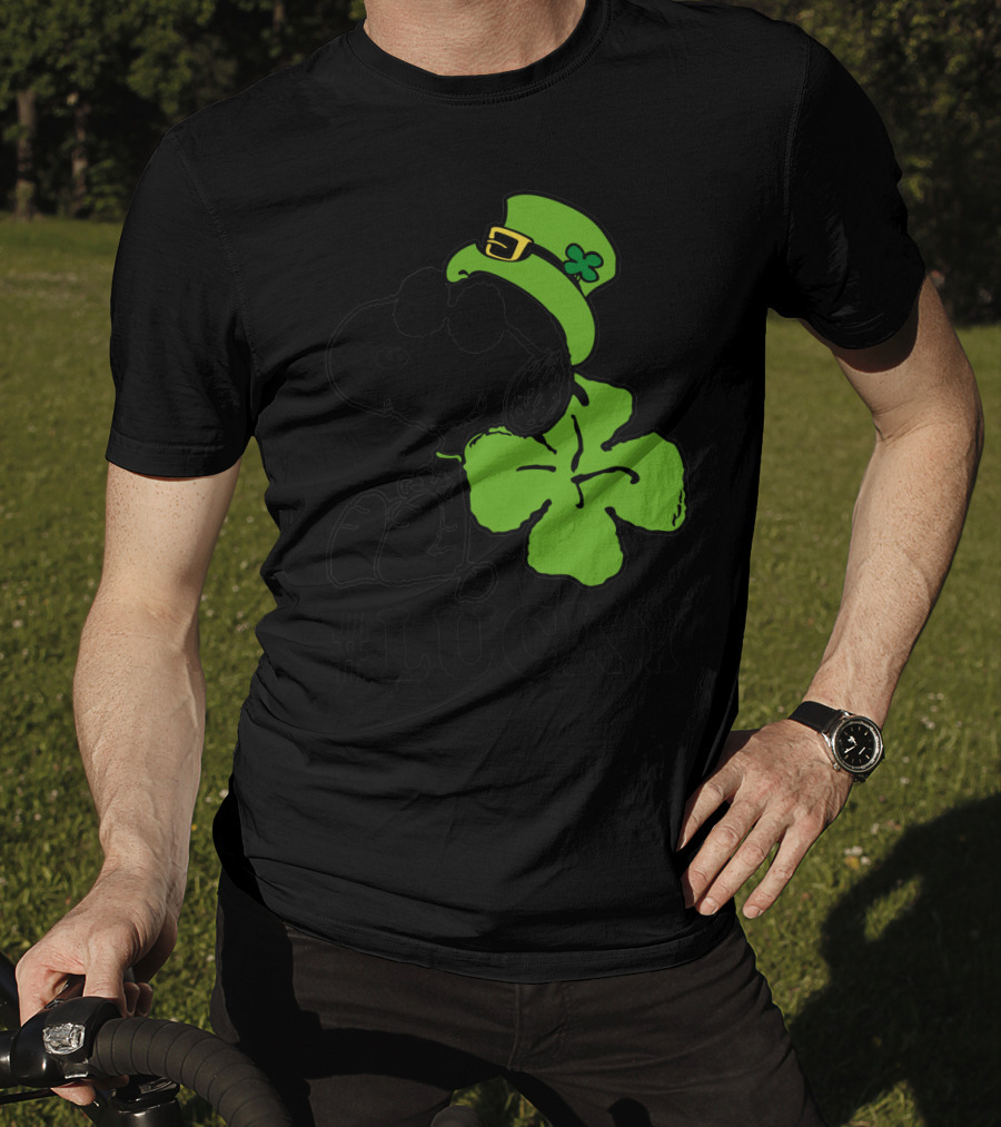 #Lucky Snoopy St. Patrick's Day Clover Hat Peanuts T-Shirt