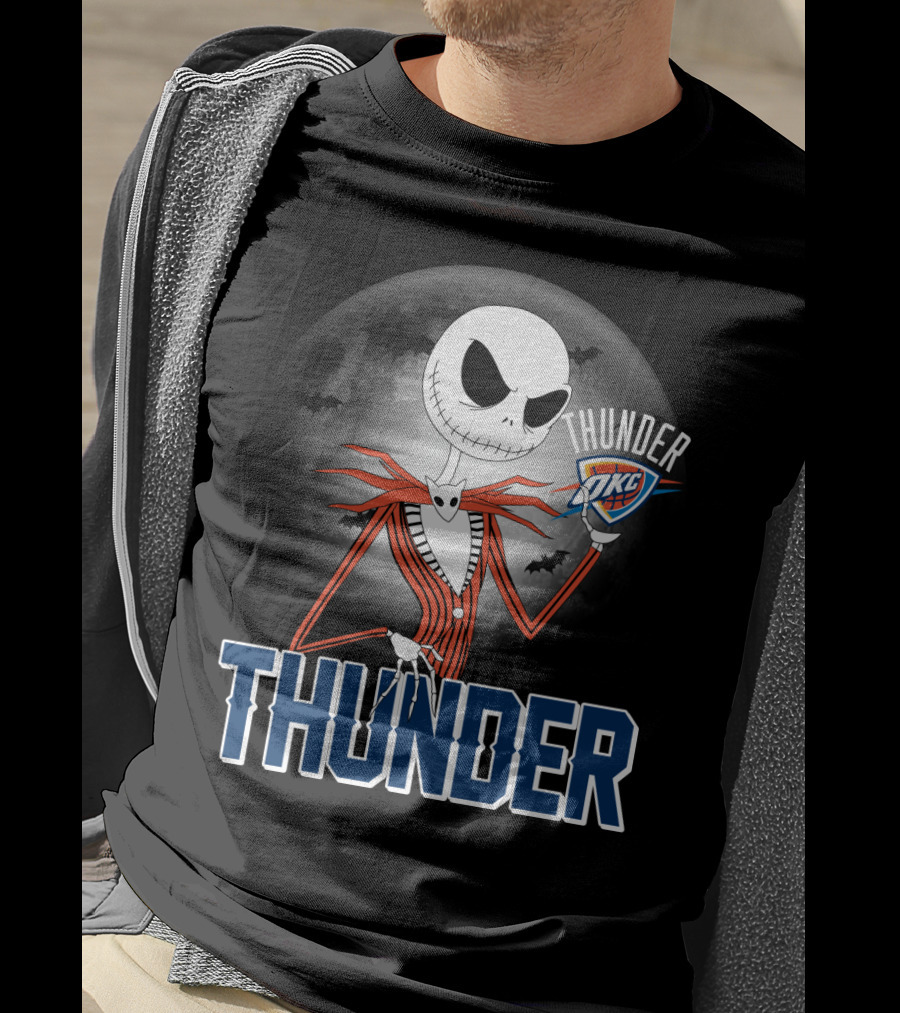 Jack Thunder Halloween Oklahoma City Okc Fan Moon Bats T-Shirt