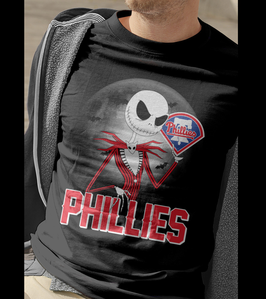Phillies Halloween Moon Jack Skellington Crossover T-Shirt
