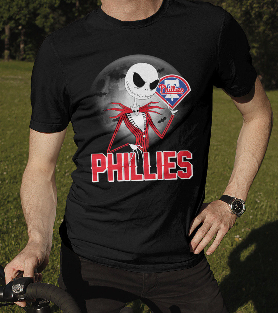 Phillies Halloween Moon Jack Skellington Crossover T-Shirt
