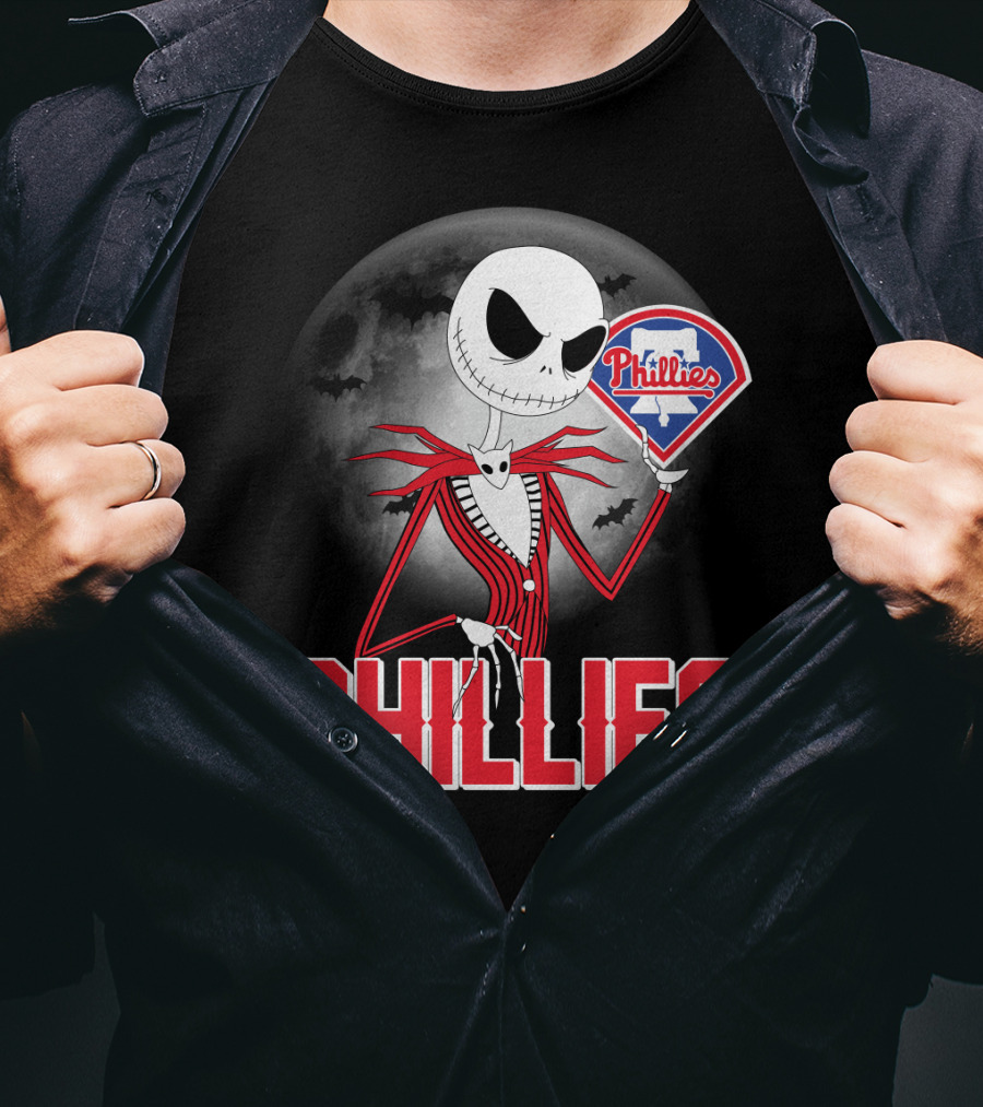 Phillies Halloween Moon Jack Skellington Crossover T-Shirt
