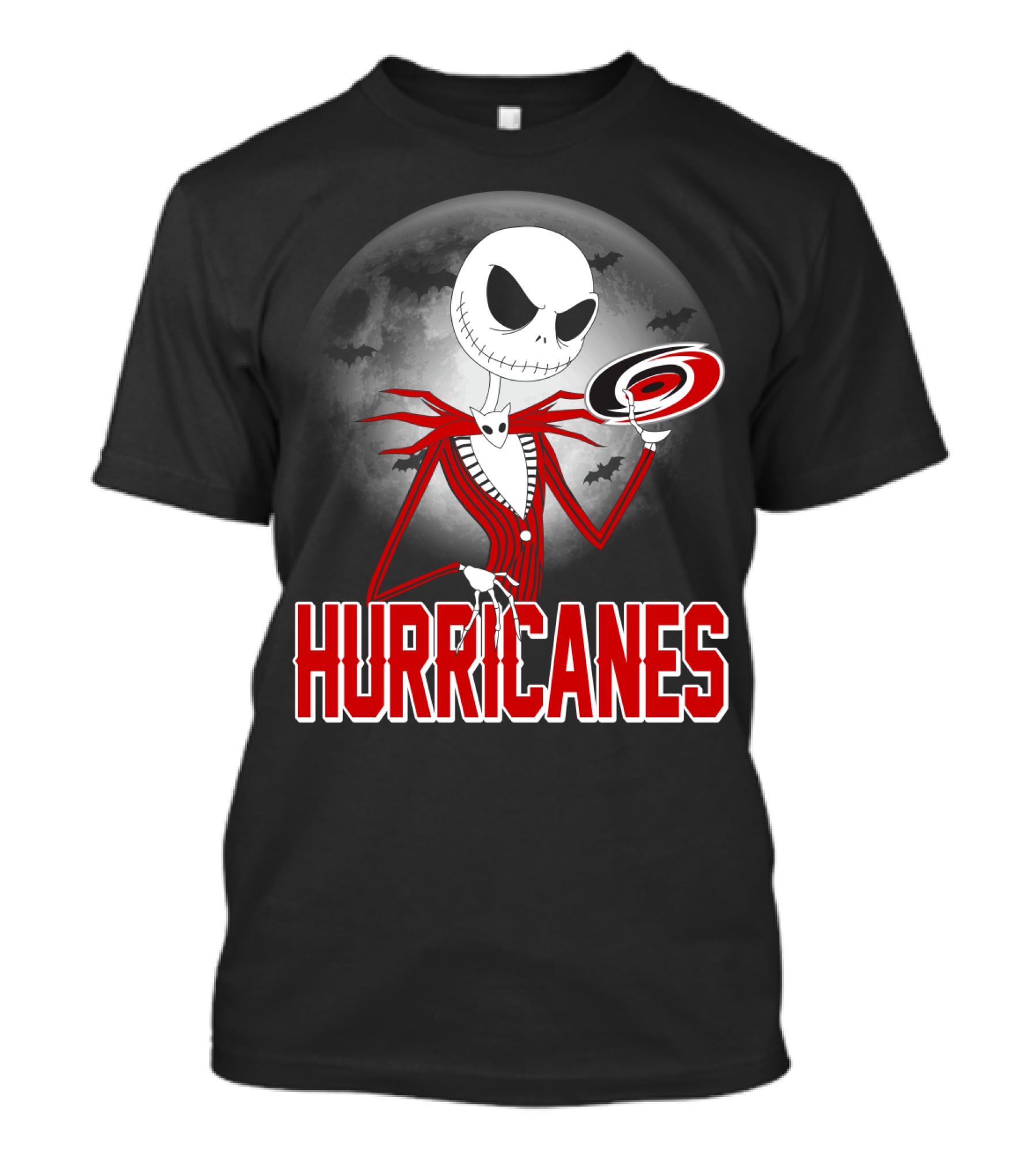 Jack Skellington Carolina Hurricanes Halloween Moon T-Shirt