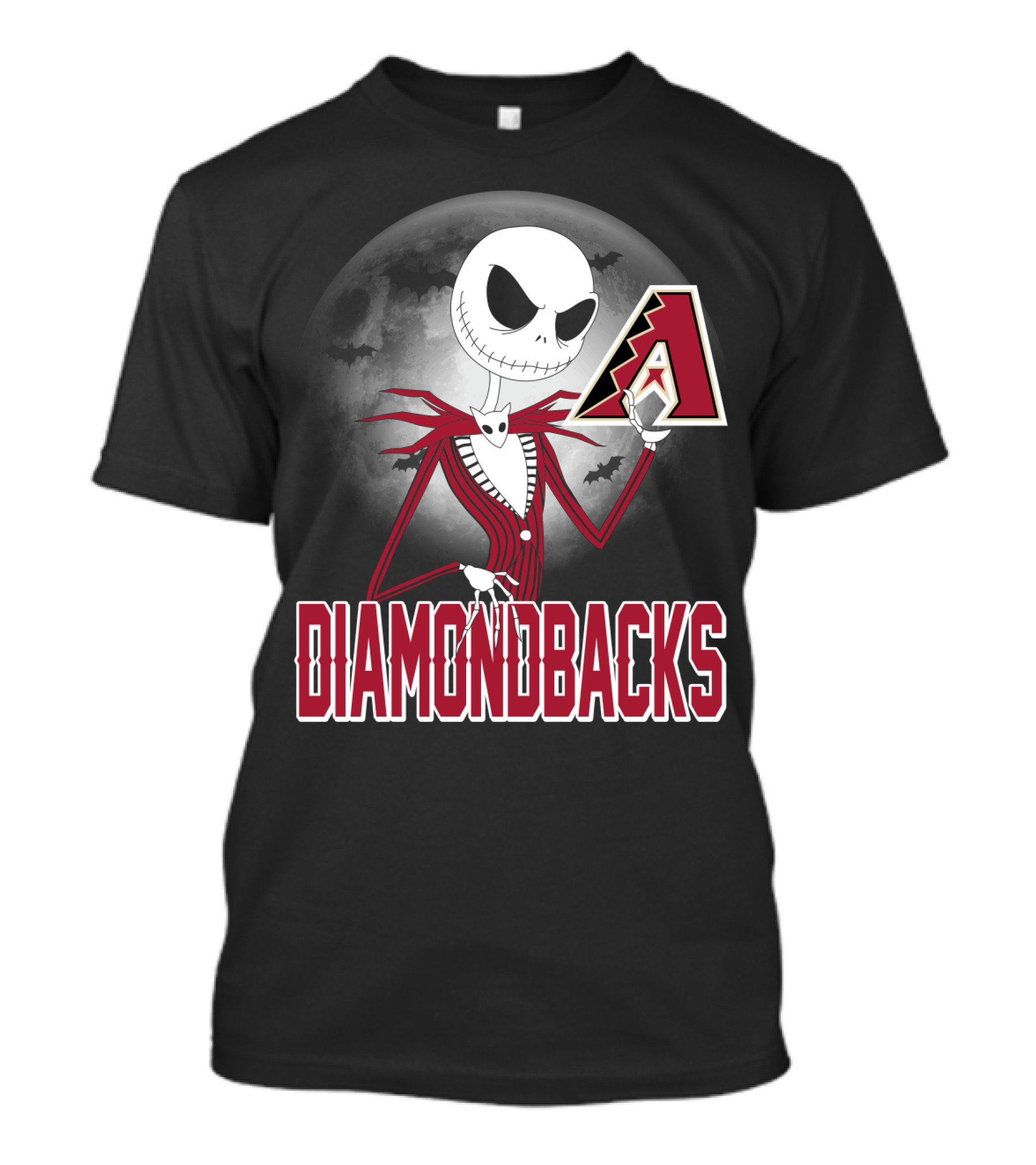 Jack Skellington Halloween Arizona Diamondbacks Moon And Bats T-Shirt