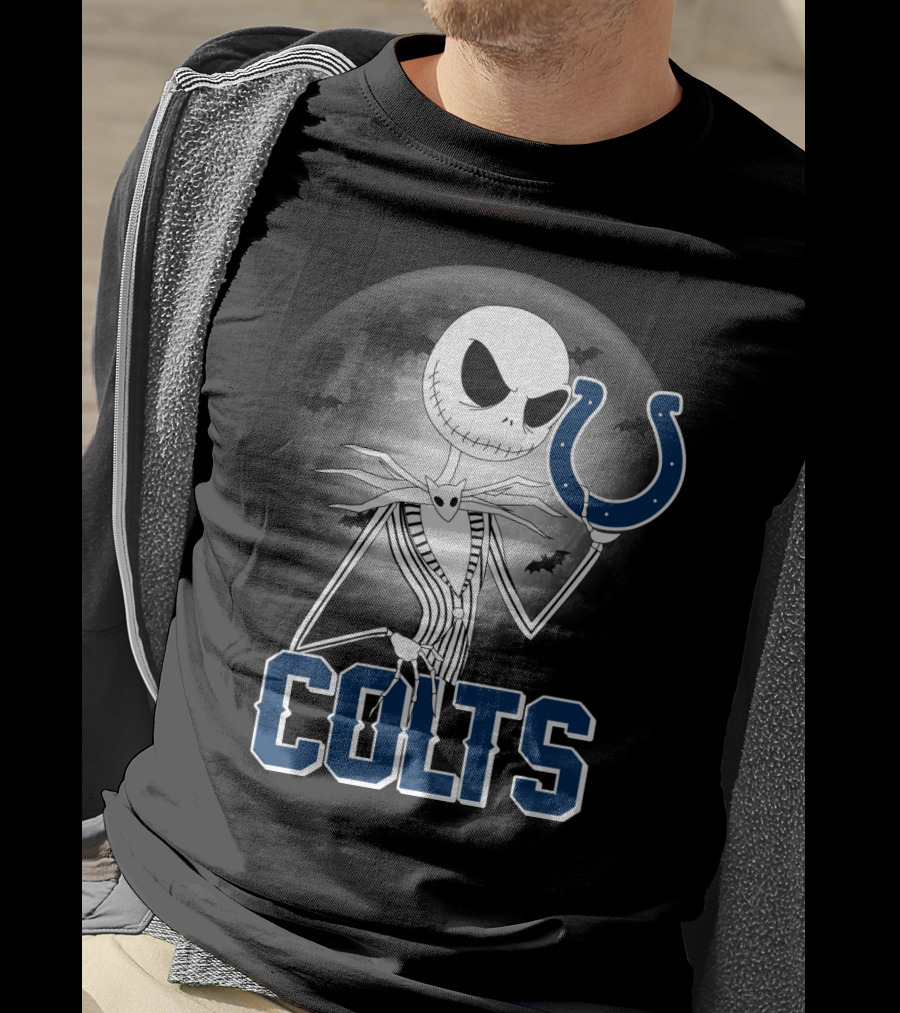 Jack Skellington Moon Halloween Indianapolis Colts T-Shirt