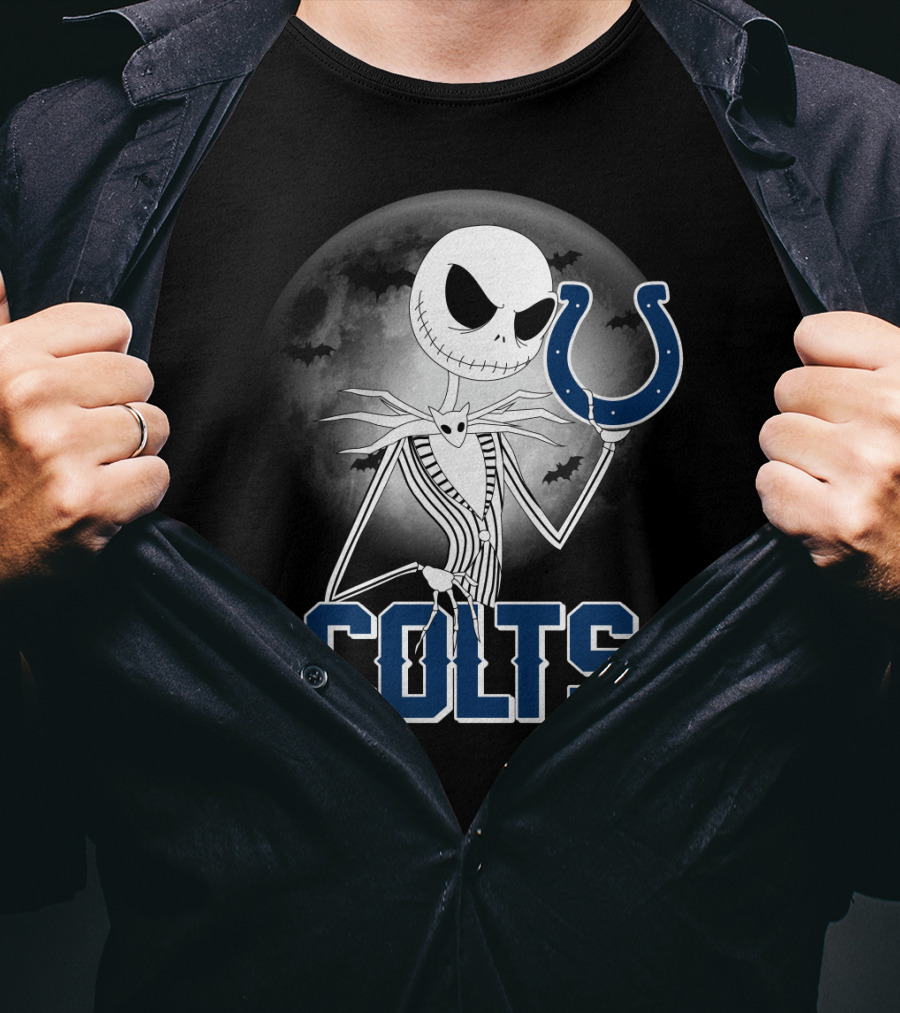 Jack Skellington Moon Halloween Indianapolis Colts T-Shirt