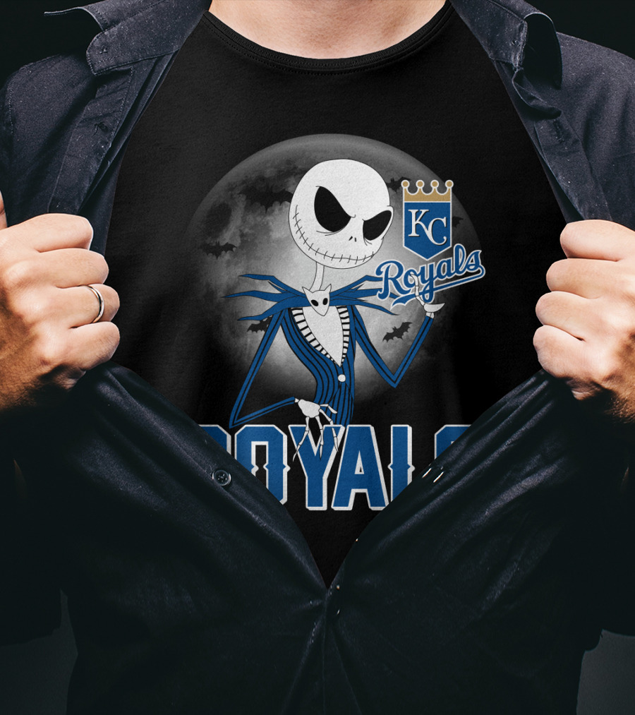 Jack Skellington Halloween Kansas City Royals Moon T-Shirt