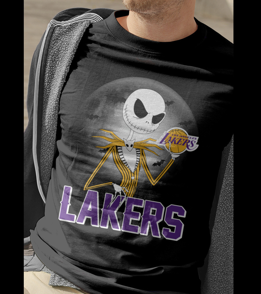 Jack Skellington Lakers Halloween Los Angeles Nba Crossover T-Shirt