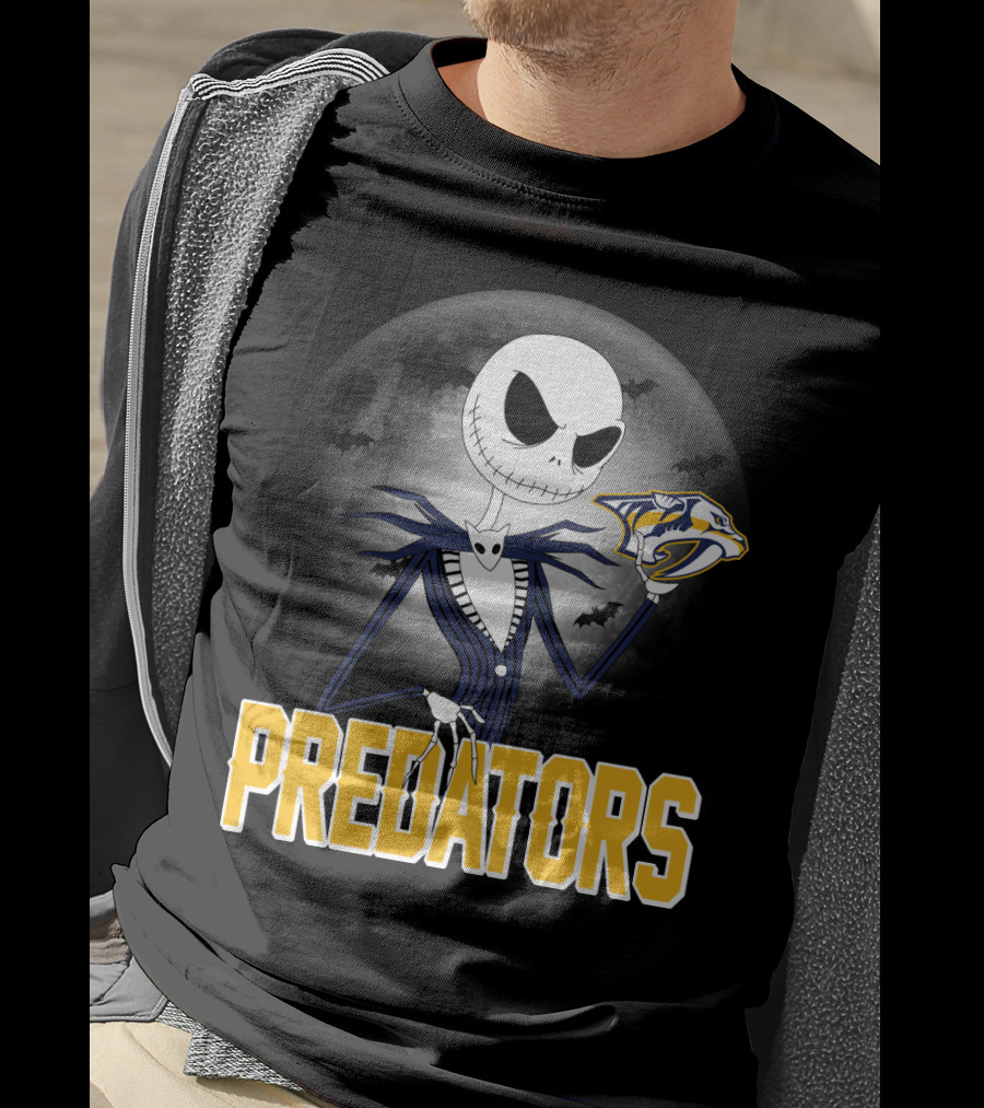 Jack Skellington Halloween Nashville Predators Moonlit T-Shirt
