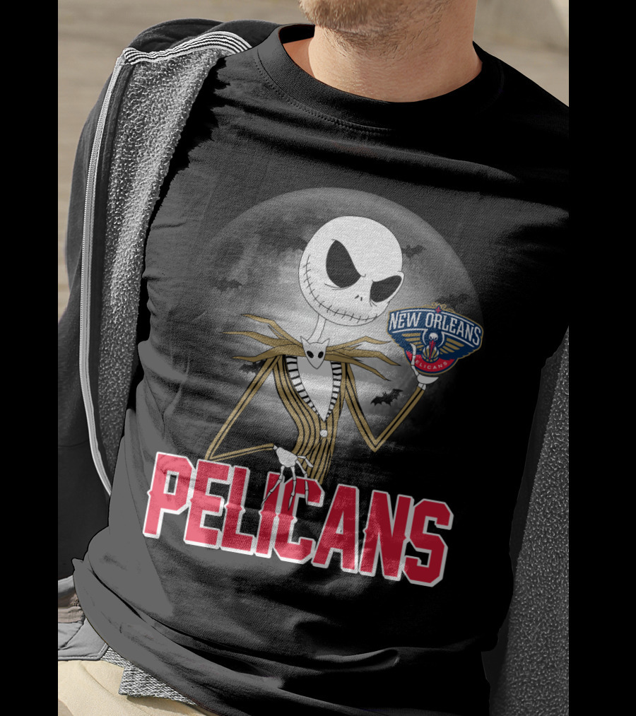 Jack Skellington Halloween New Orleans Pelicans Basketball T-Shirt