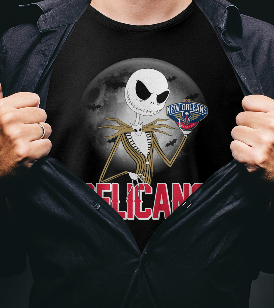 Jack Skellington Halloween New Orleans Pelicans Basketball T-Shirt