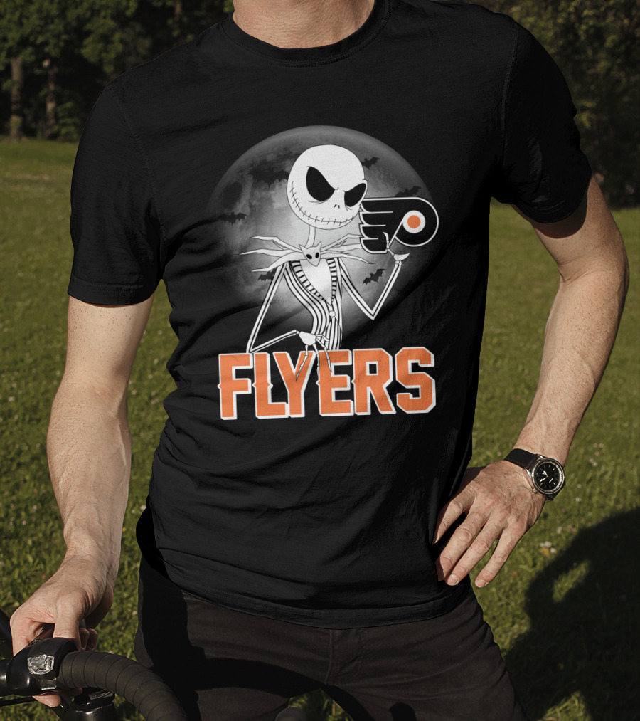 Philadelphia Flyers Halloween Jack Skellington Moon T-Shirt