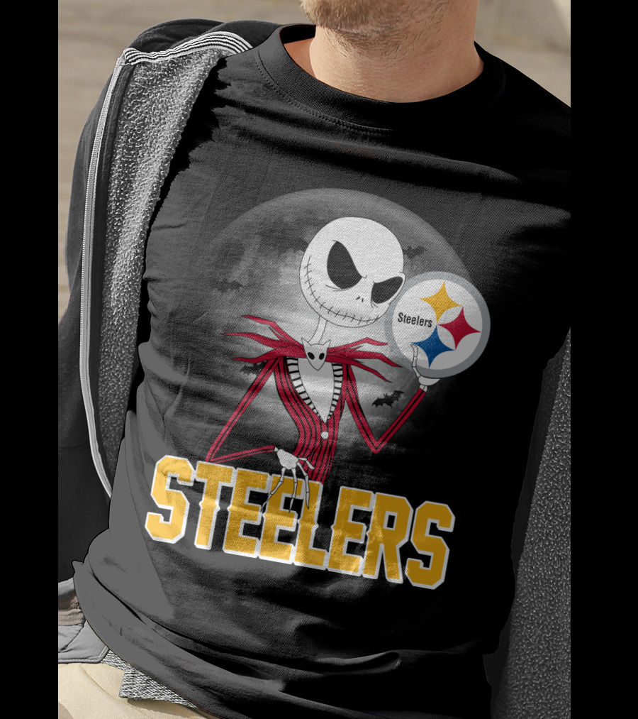 Jack Skellington Steelers Halloween Moon T-Shirt